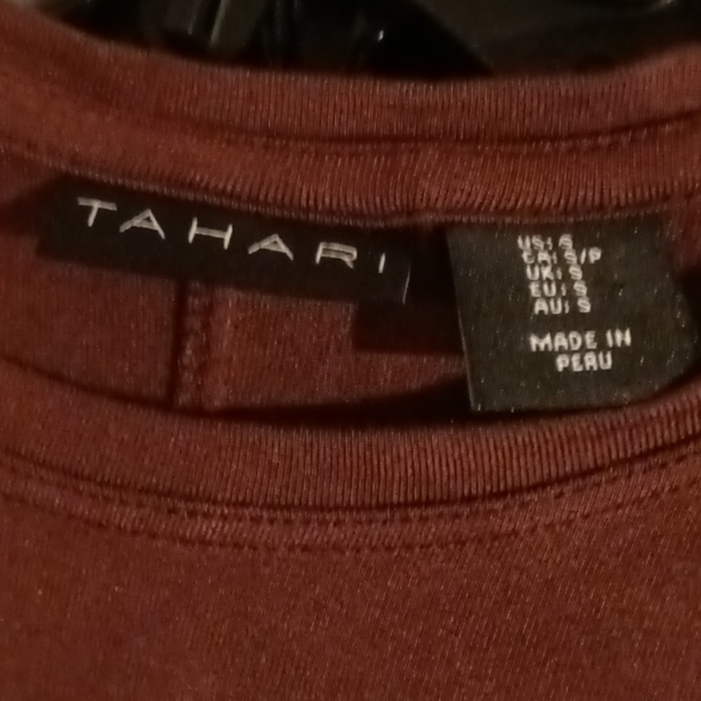 FINAL PRICE NWT TAHARI brown 3/4 sleeve blouse Size Small - Picture 1 of 5